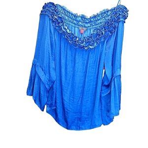 🐞 Vince Camuto Blue Off-the-Shoulder Top sz M